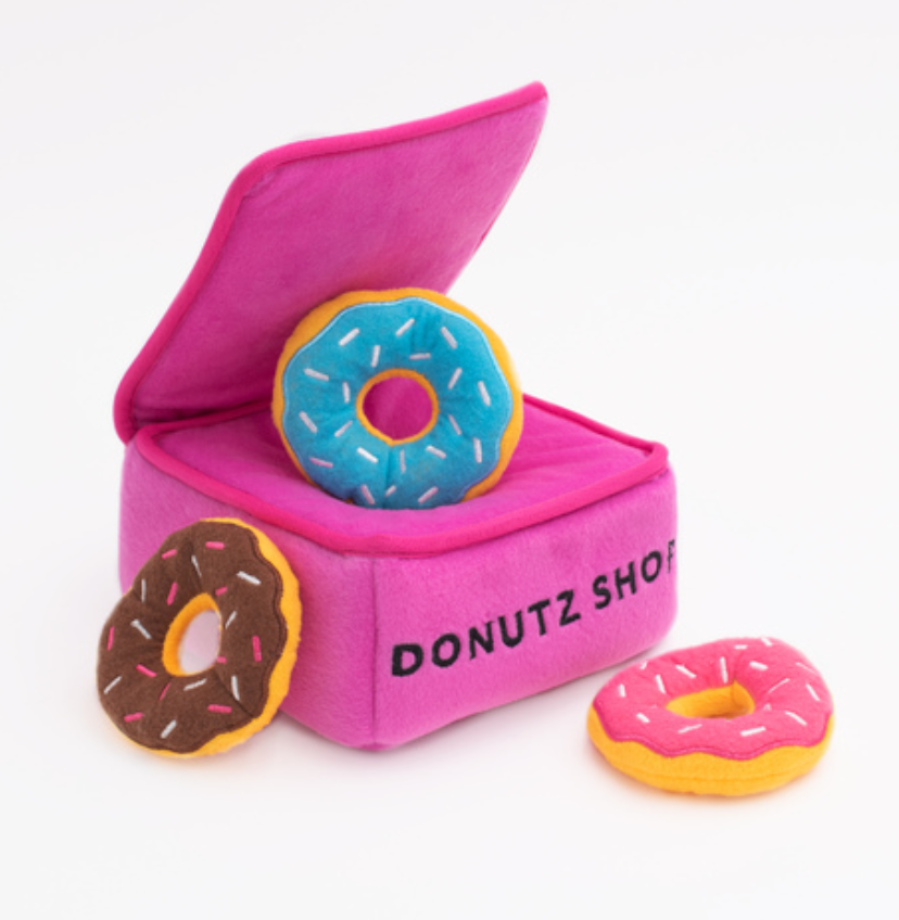 Zippy Paws Burrow Interactive Dog Toy - Donutz Box with 3 Squeaker Toys