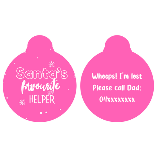 Santa's Helper (Pink) - Pet Tag